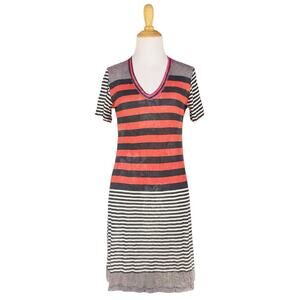 DAVID CLINE NWT Crushed Stripe Crinkled Short-Sleeve Tee Shirt Dress Size XS